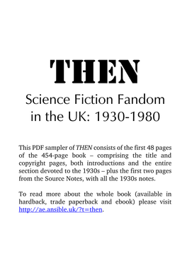 THEN: Science Fiction Fandom in the UK 1930-1980