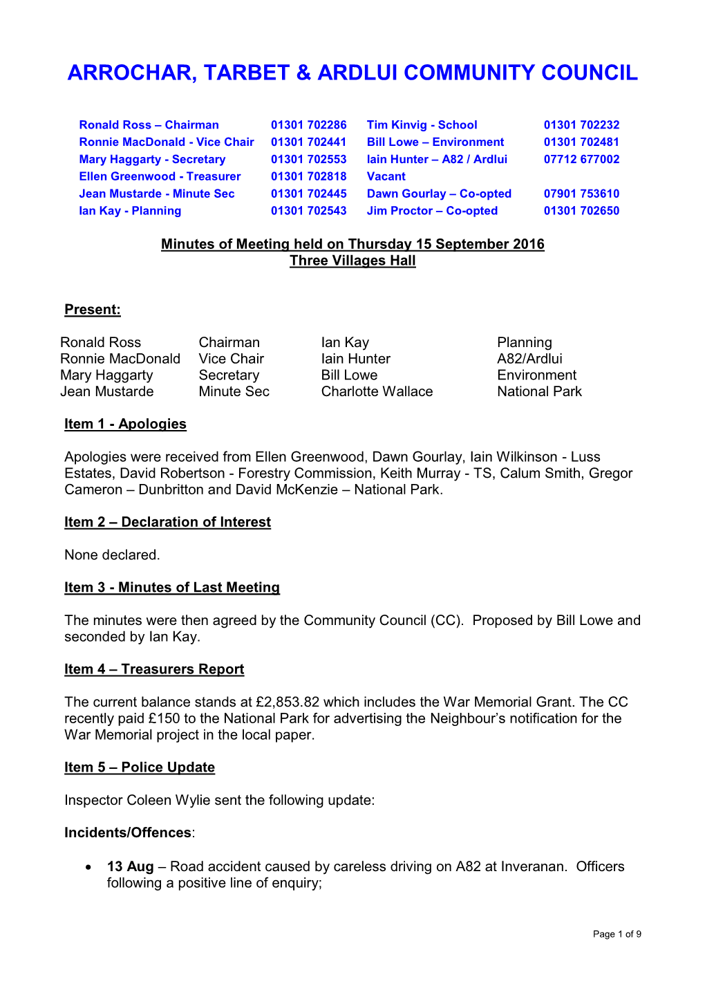 Arrochar, Tarbet & Ardlui Community Council