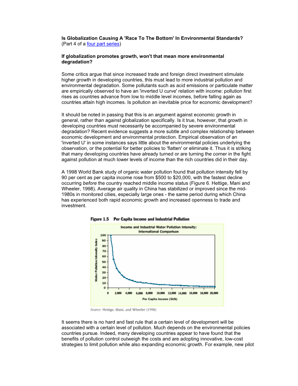 Is Globalization Causing a 'Race to the Bottom' in Environmental Standards? (Part 4 of a Four Part Series)