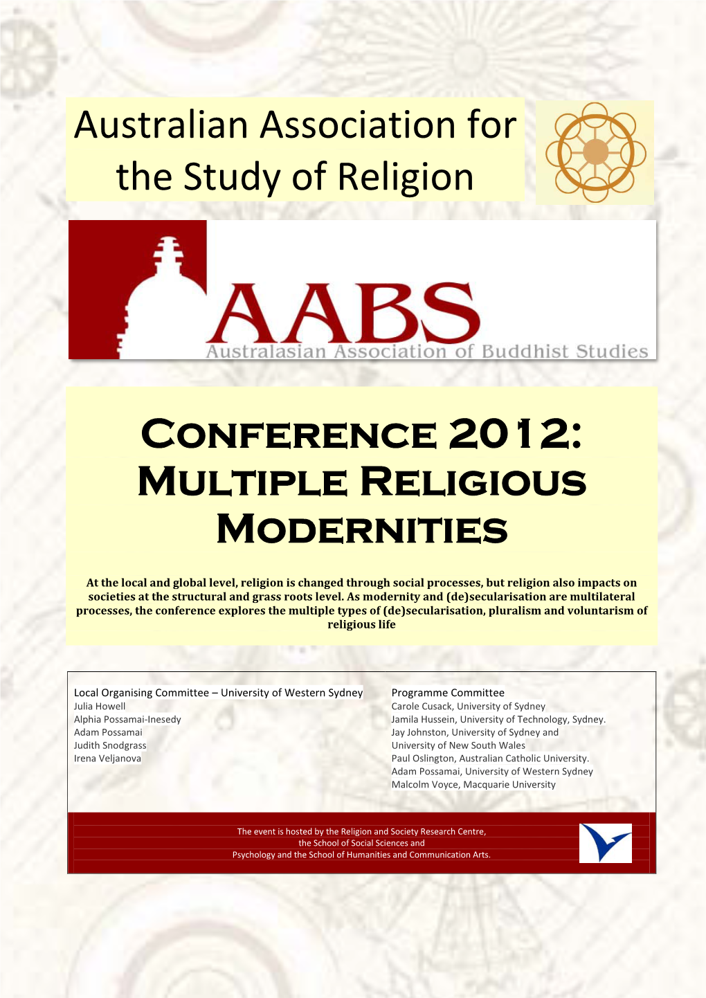 Australian Association for the Study of Religion Conference 2012: Multiple