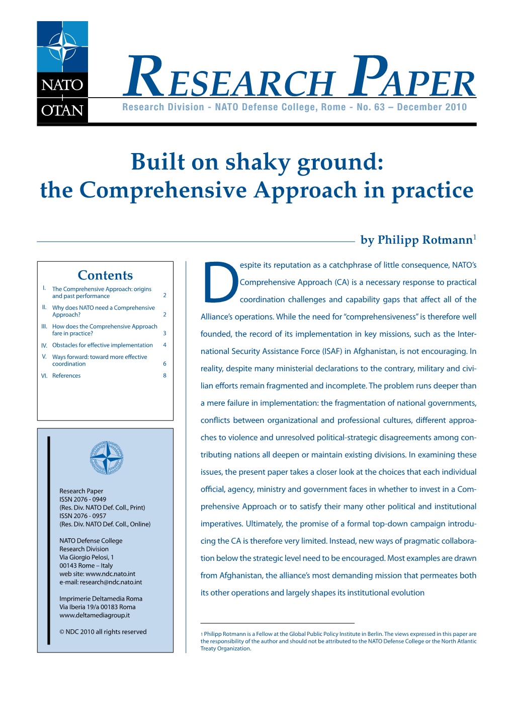 Built on Shaky Ground: the Comprehensive Approach in Practice