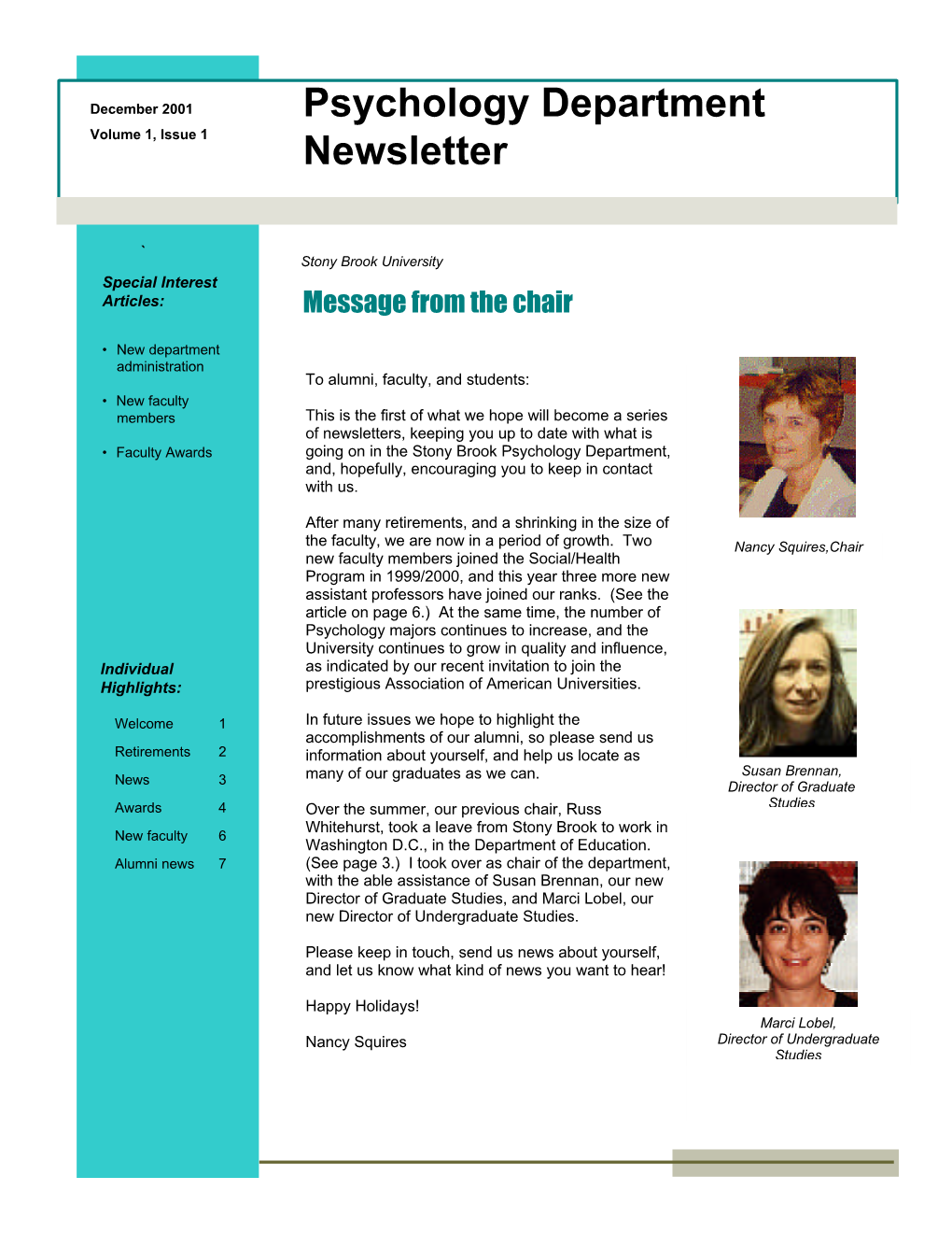 Psychology Department Newsletter