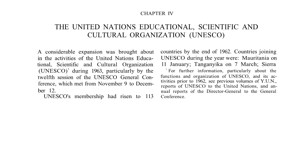 [ 1962 ] Part 2 Chapter 4 the United Nations Educational, Scientific and Cultural Organization (UNESCO)