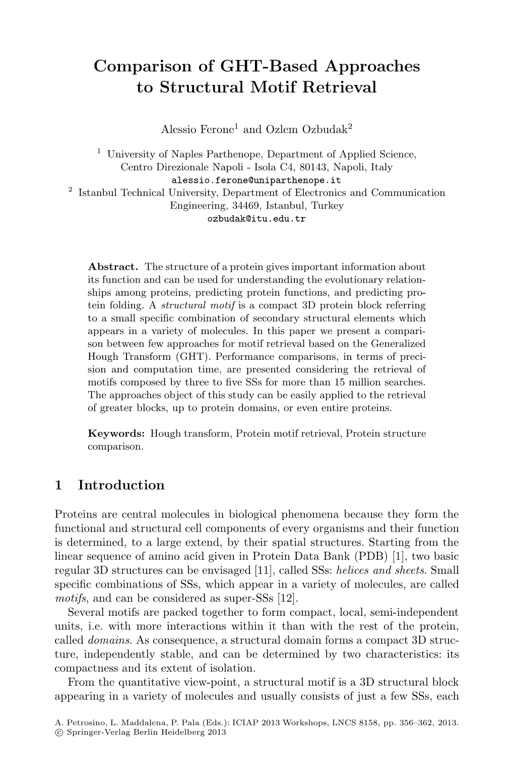 Comparison of GHT-Based Approaches to Structural Motif Retrieval