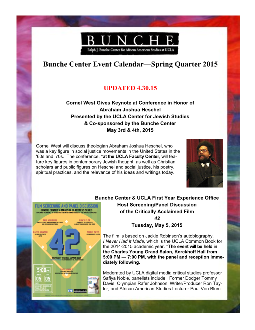 Bunche Center Event Calendar—Spring Quarter 2015