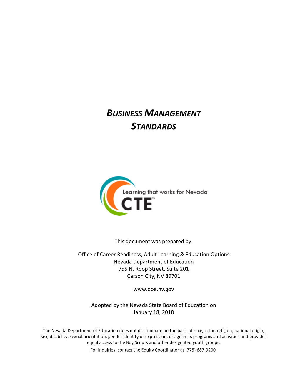 Nevada CTE Business Management Standards