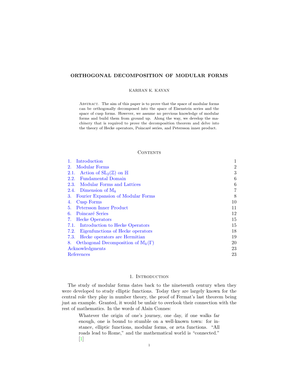 On H 3 2.2. Fundamental Domain6 2.3