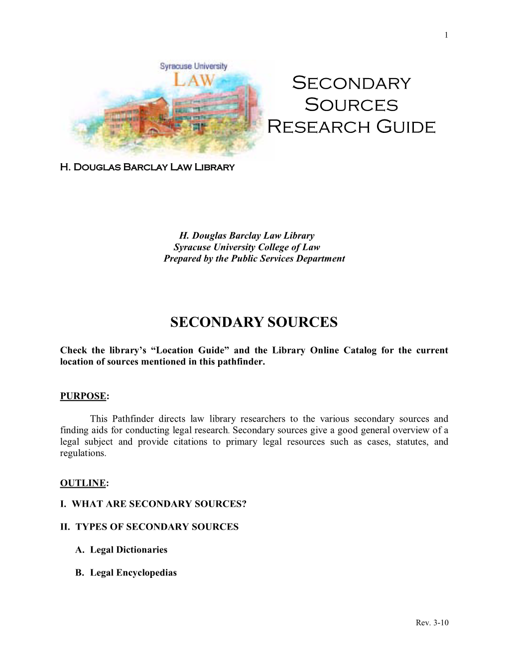 Secondary Sources Research Guide