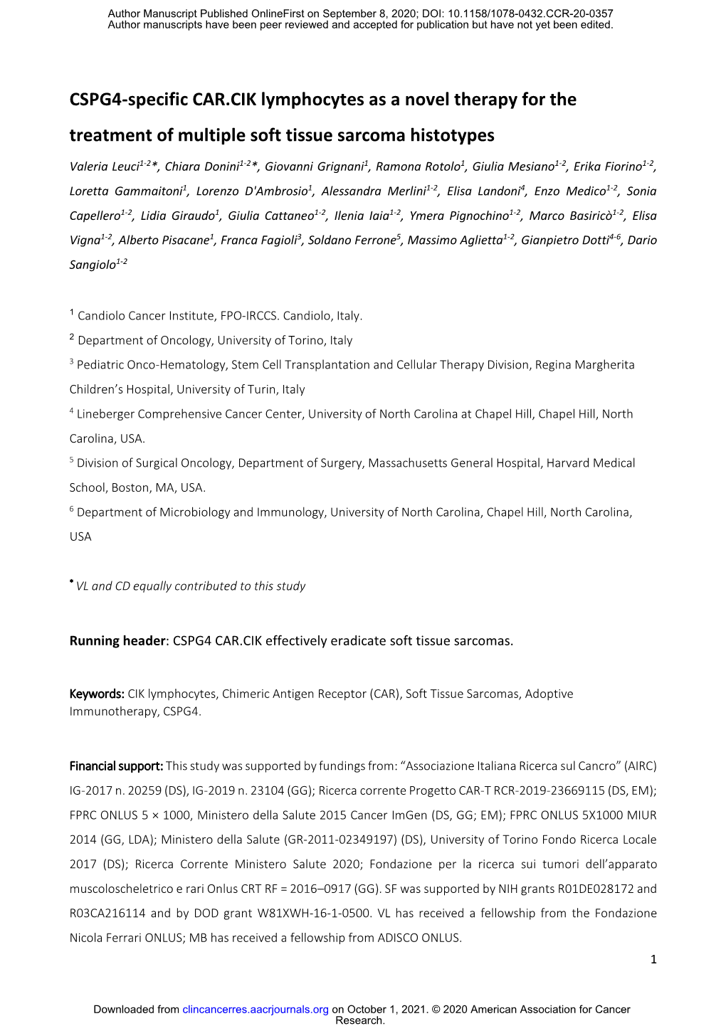 CSPG4-Specific CAR.CIK Lymphocytes As a Novel Therapy for The