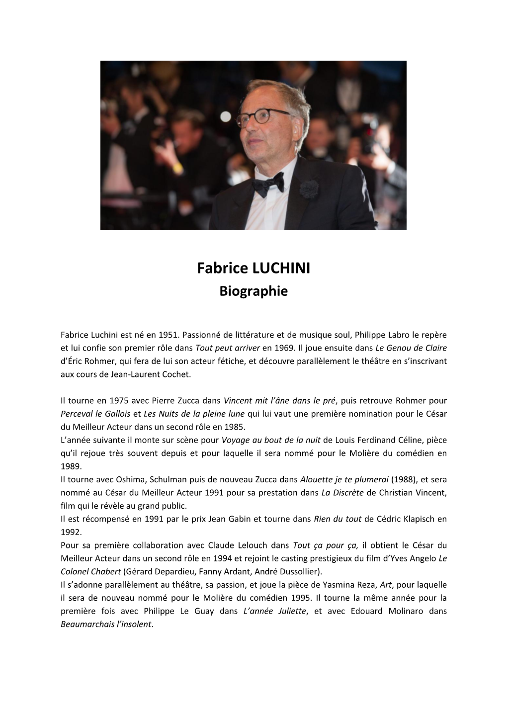 Fabrice LUCHINI Biographie