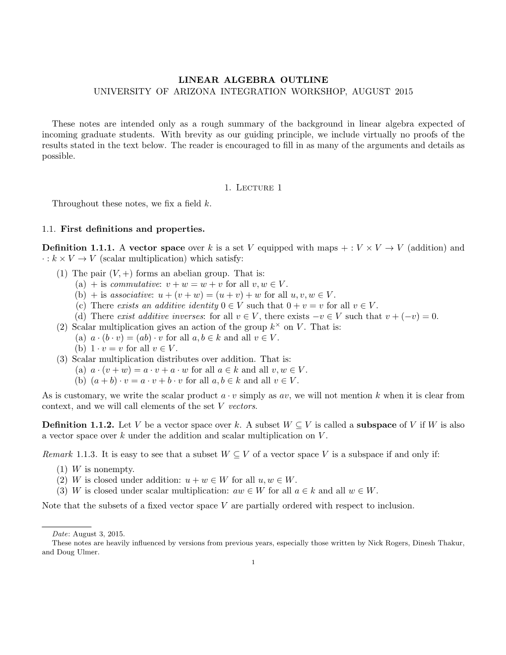 Linear Algebra Notes