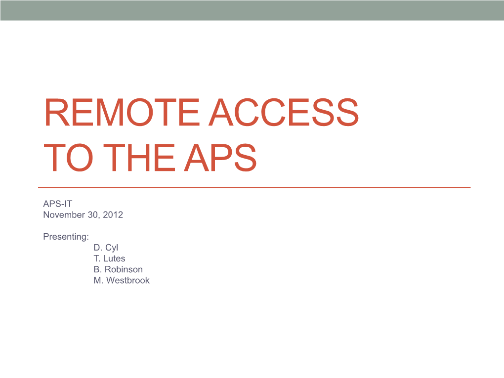 Remote Access at The