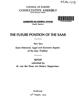 Part One Some Historical, Legal and Economic Aspects of the Saar