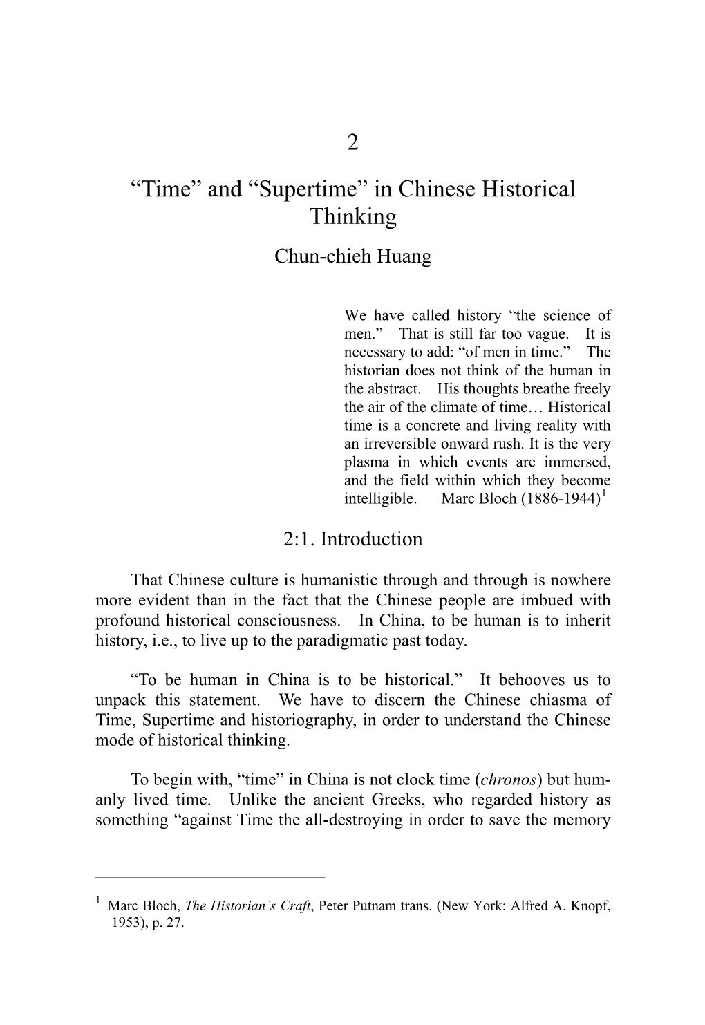 'Time' and 'Supertime' in Chinese Historical Thinking