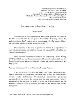 Documentation in Psychiatric Nursing