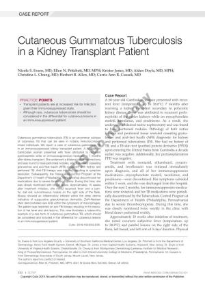Cutaneous Gummatous Tuberculosis in a Kidney Transplant Patient