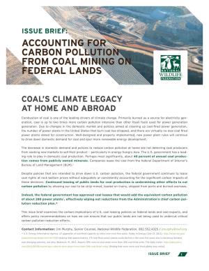 Accounting for Carbon Pollution from Coal Mining on Federal Lands