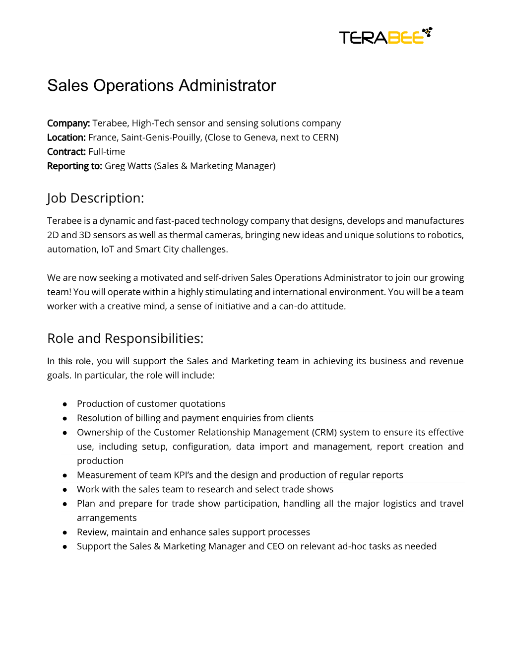 Sales Operations Administrator