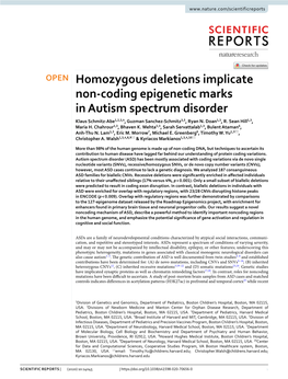 Homozygous Deletions Implicate Non-Coding Epigenetic Marks In
