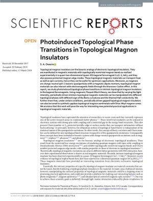 Photoinduced Topological Phase Transitions in Topological Magnon Insulators Received: 20 December 2017 S
