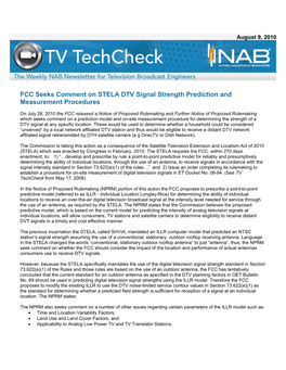 FCC Seeks Comment on STELA DTV Signal Strength Prediction and Measurement Procedures