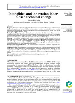 Intangibles and Innovation-Labor- Biased Technical Change