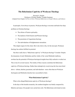 The Babylonian Captivity of Wesleyan Theology