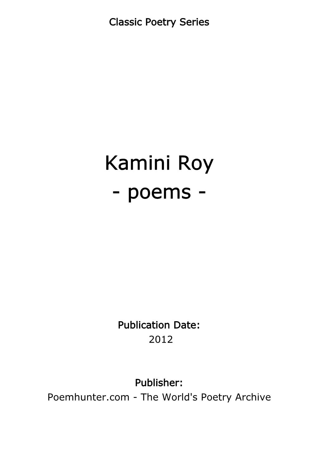 Kamini Roy - Poems