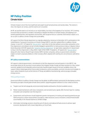 Climate Action Policy Position