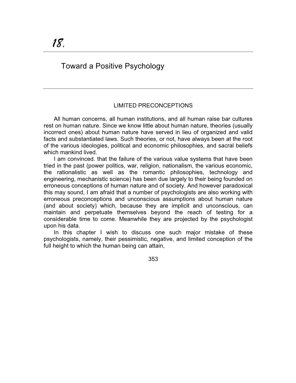 Toward a Positive Psychology