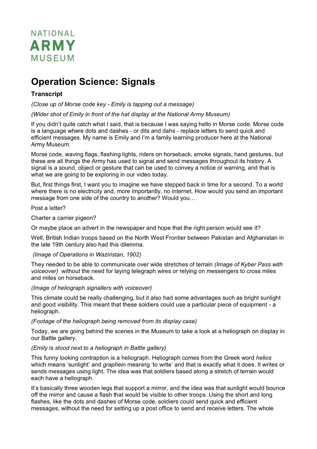 Operation Science: Signals