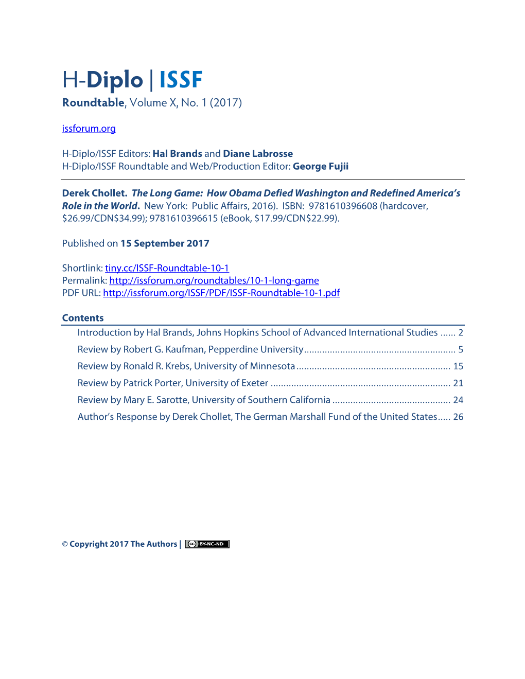 H-Diplo | ISSF Roundtable, Volume X, No