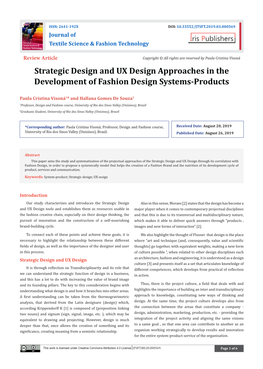 Strategic Design and UX Design Approaches in the Development of Fashion Design Systems-Products