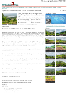 Agricultural Plot / Land for Sale in Malwandi, Lonavala (P99350231)