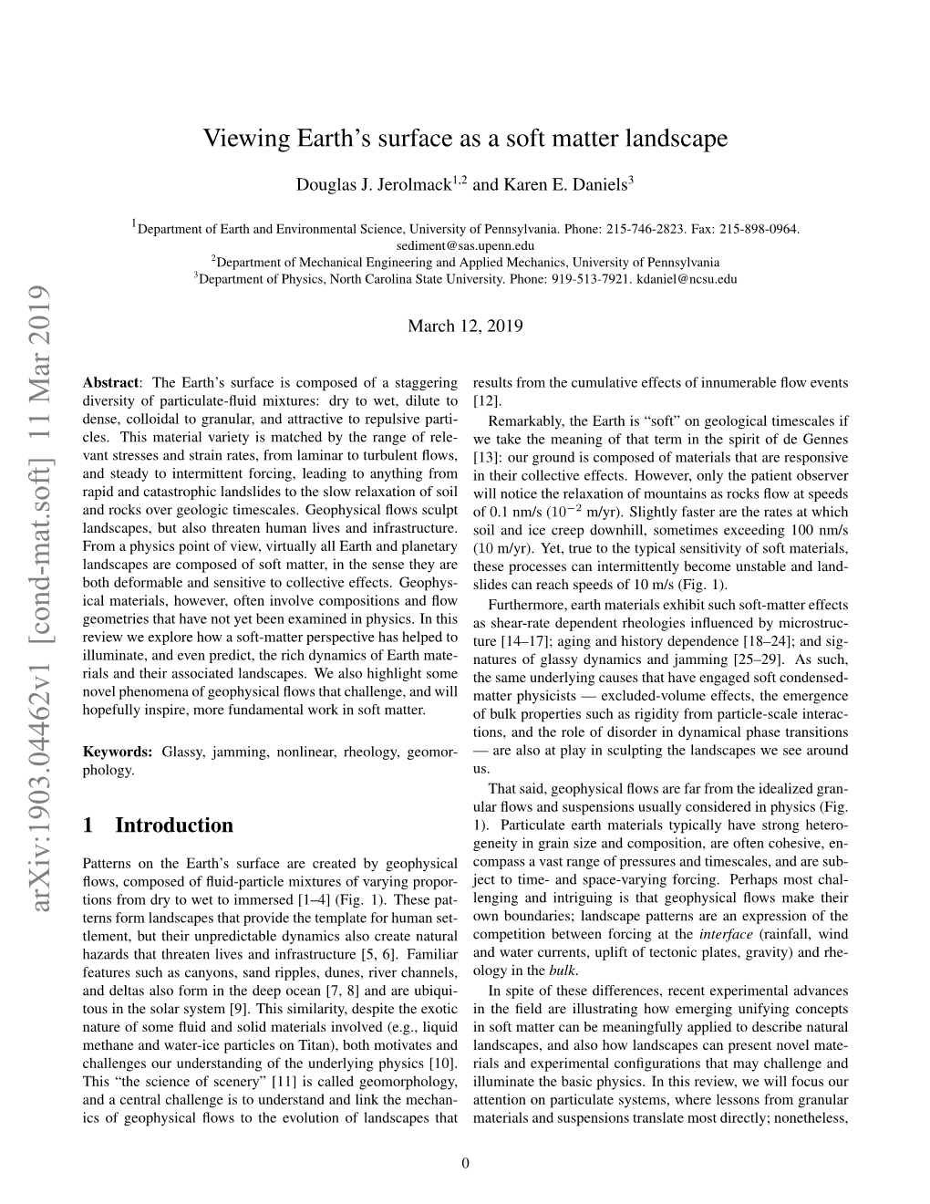 Viewing Earth's Surface As a Soft Matter Landscape