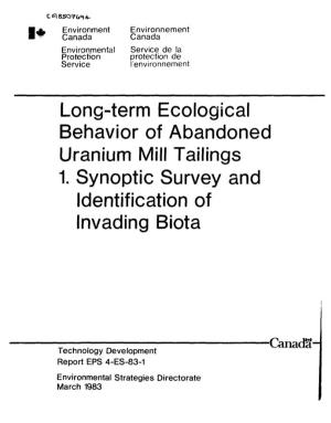 Long-Term Ecological Behavior of Abandoned Uranium Mill Tailings 1