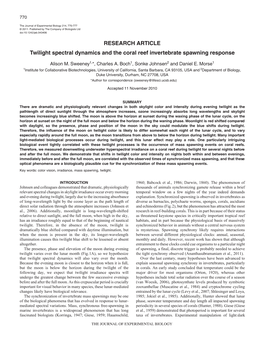 RESEARCH ARTICLE Twilight Spectral Dynamics and the Coral Reef Invertebrate Spawning Response