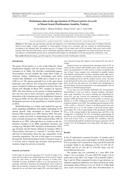 Preliminary Data on the Age Structure of Phrynocephalus Horvathi in Mount Ararat (Northeastern Anatolia, Turkey)