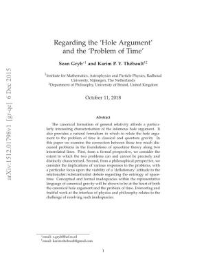 Regarding Thehole Argument'and Theproblem of Time'