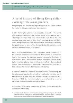 A Brief History of Hong Kong Dollar Exchange Rate Arrangements