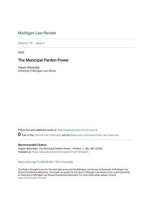 The Municipal Pardon Power