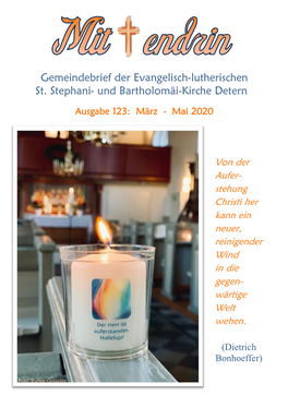 Gemeindebrief Der Evangelisch-Lutherischen St. Stephani- Und Bartholomäi-Kirche Detern