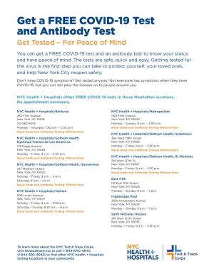 Get a FREE COVID-19 Test and Antibody Test Get Tested – for Peace of Mind