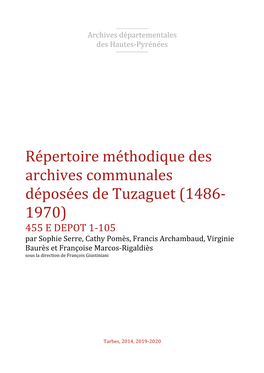 Répertoire Des Archives Déposées De Tuzaguet