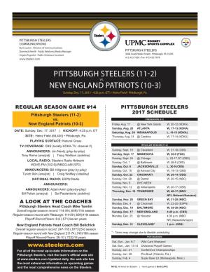 Pittsburgh Steelers (11-2) New England