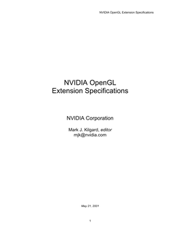 NVIDIA Opengl Extension Specifications