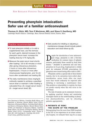 Preventing Phenytoin Intoxication: Safer Use of a Familiar Anticonvulsant