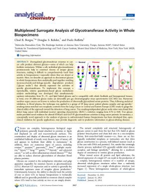 Multiplexed Surrogate Analysis of Glycotransferase Activity in Whole Biospecimens † † ‡ Chad R