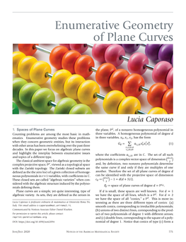 Enumerative Geometry of Plane Curves
