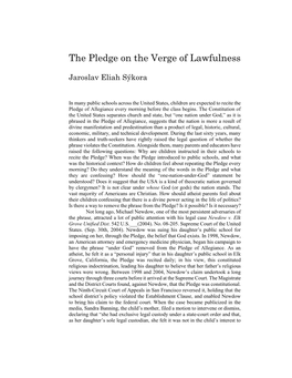 The Pledge on the Verge of Lawfulness